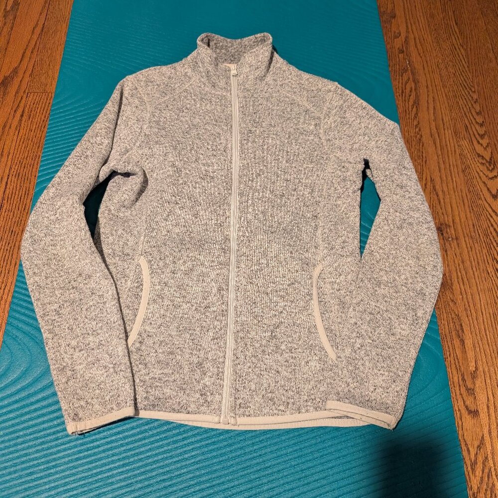 Eddie Bauer Sweater Fleece Type Jacket Grey/Oatmeal Small